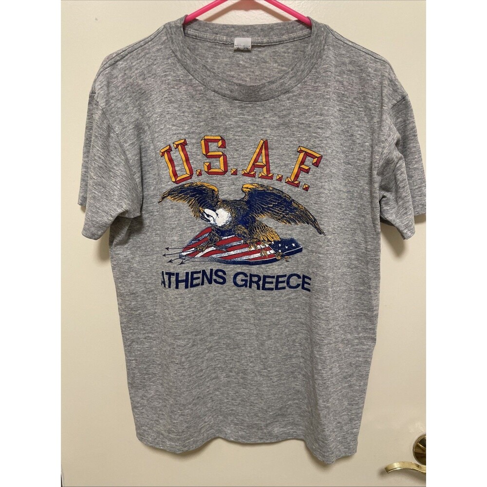 Vintage 80s U.S. Air Force Greece Short Sleeve Single Stitch T Shirt Mens Med